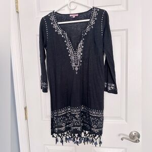 Calypso St. Barth 100% Linen Navy Coverup XS
